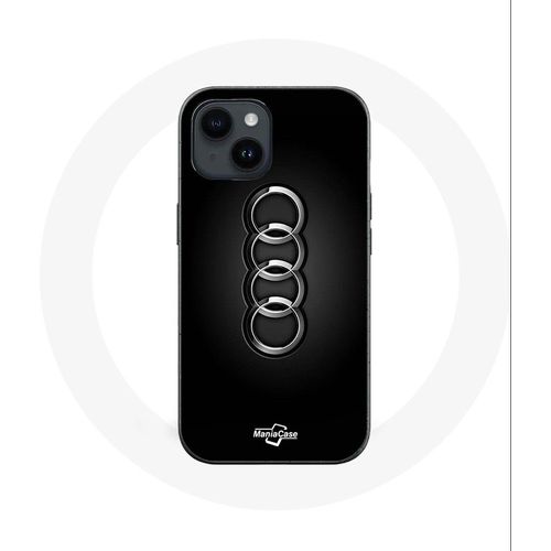 Coque Pour Iphone 14 Plus Audi Logo Cache Moyeu Fond Noir