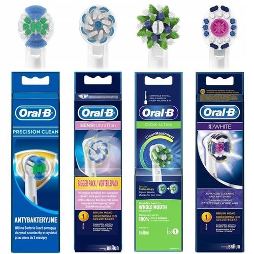 Set de 4x embouts de brosse à dents électrique oral-b original (cross, ultrathin, 3d white, precision)