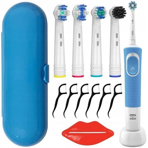 Oral-B Vitality Blue Brosse À Dents Électrique + 4 Embouts De Rechange Mix + Etui Bleu 