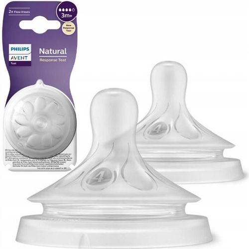 2x Tétine Pour Bouteille Avent Natural Response 3m+