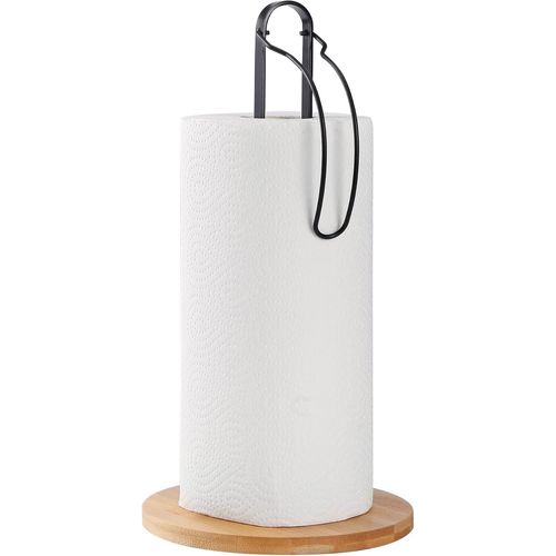 Kalanka-Support Essuie-Tout Papertowelholder Porte-Serviettes En Bois Noir Avec Fixation Pour Le Plan De Travail, Porte-Serviettes De Cuisine Autonome Avec Base En Bois Antidérapante