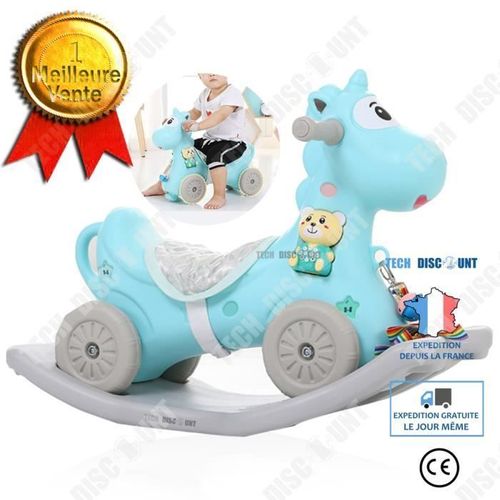 Td® Chaise À Bascule En Plastique Pour Bébé Sans Musique Cheval Jouets Enfants 1-3 Ans Petite Calèche En Bois Petit Bleu Couleur Jou
