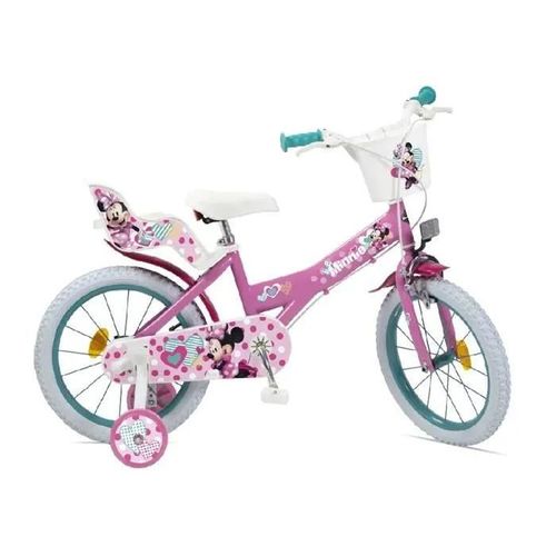 Vélo Enfant - Disney - Minnie - 14 Pouces - Rose - Siège Et Guidon Réglables