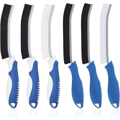 KALANKA-Brosse WC, Brosse de Nettoyage à Poils durs, Brosse de Nettoyage de Salle de Bain, Outil de Nettoyage pour la Cuisine, Les Toilettes, La Salle de Bain, La Baignoire (6, Bleu Lichen)
