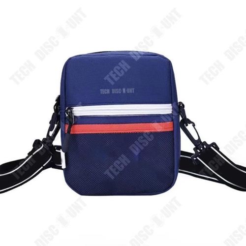 TD® Sacoche messager maille décontracté couleur bleu sac à bandoulière léger téléphone portable toile accessoire bretelles poches