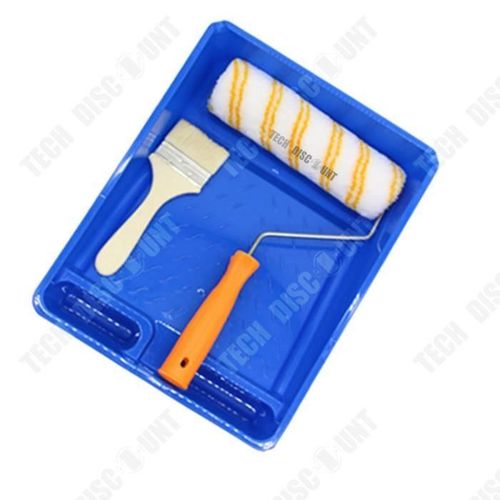 TD® Kit d'outils pour peinture murale autonome - Brosse à rouleau + brosse à laine + bac - Pour peindre les murs et les plafonds