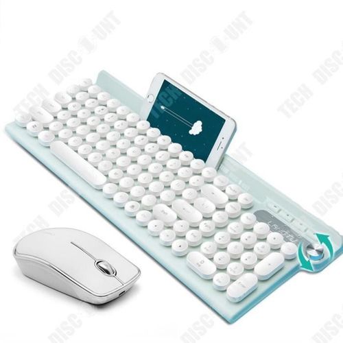 TD® Clavier Rétro Dot Sans Fil Muet Souris Ensemble Rechargeable Filles Mignon Petit Bureau Dactylographie Spéciale
