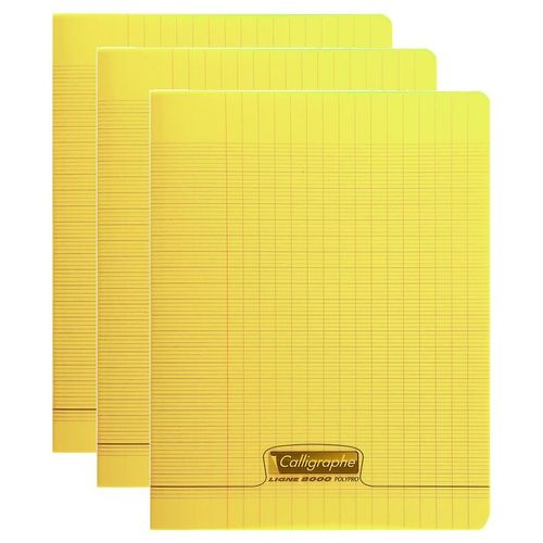 Calligraphe Lot De 3 Cahiers Piqué Polypro 24x32 Cm 48p Séyès 90g Jaune