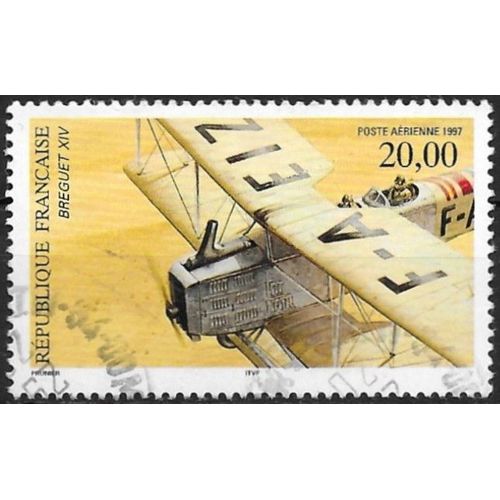 France 1997, Beau Timbre De Poste Aérienne Yvert 61, Avion Biplan Bréguet 14, Oblitéré, Tbe