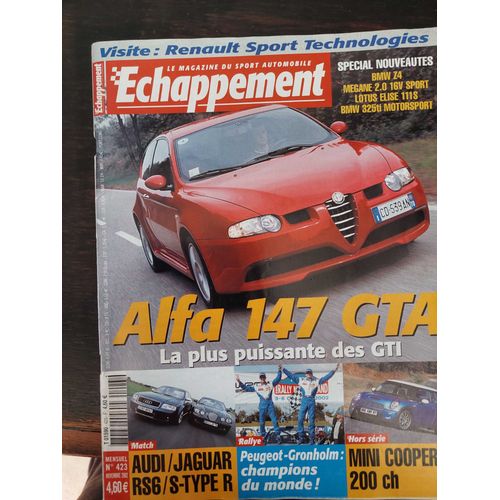 Magazine / Echappement N°423 / Alfa 147 Gta / Mini Cooper / Audi Jaguar