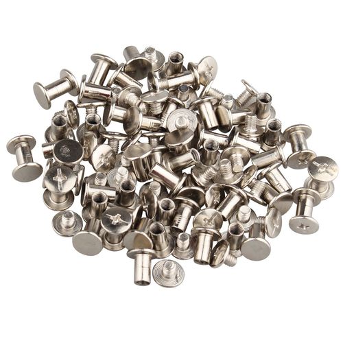 50 Pcs 5 X 8 Mm Vis À Chicago Reliure Post En Nickelage À Ongles Rivet Attaches À Plat Pour Livre Album Photo Scrapbooking Ceinture En Cuir,Argenté