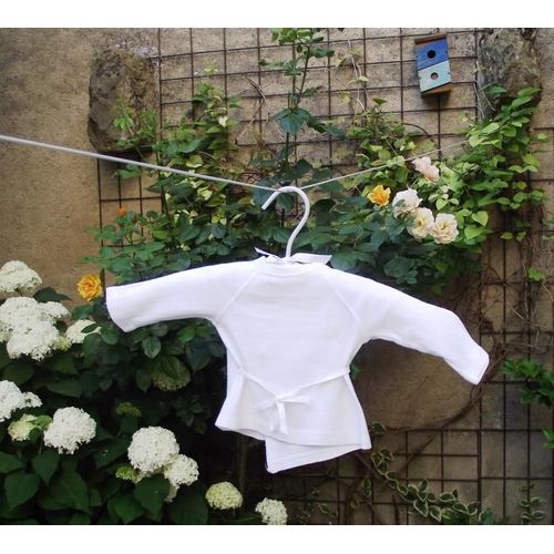 Petite Brassière Vintage En Coton Peigné Blanc Made In France Taille 3 Mois Pour Bébé Ou Poupée En Parfait État Année 1984