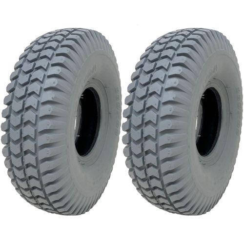 Grey mobility scooter tyres 260 x 85, block tire, 3.00-4, non marking - set of 2