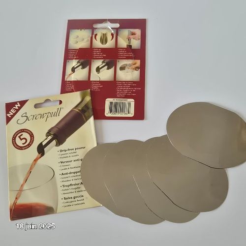Verseur Screwpull Anti-Gouttes Et Bec Verseur, 10 Feuilles Pour Les Bouteilles De Vin