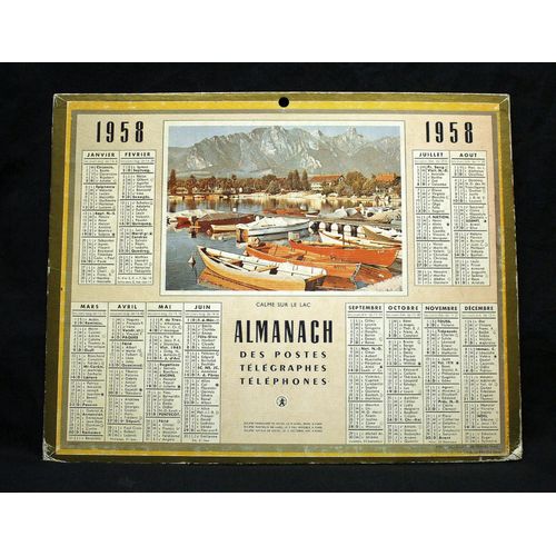 Calendrier Almanach 1958 Calme Sur Le Lac