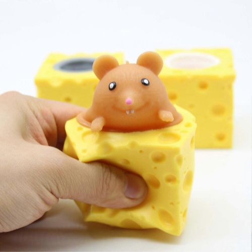 Squish Cheese Mouse Toy Respectueux de l'environnement Soft Silicone Anxiété Stress Relief Squeeze Cheese Souris Toy
