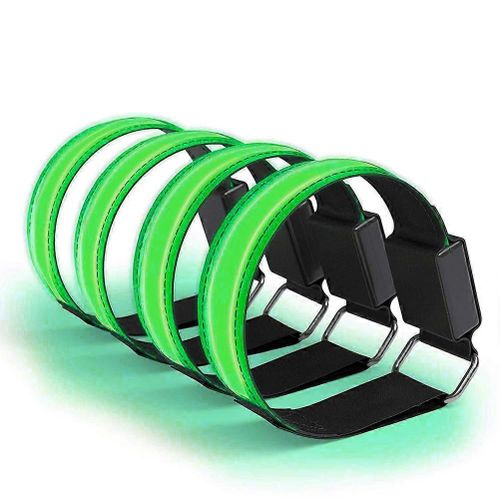 4pcs Lumineux Brassards Usb Bandes Réfléchissantes Bracelets Pour En Plein Air Jogging Running Sport