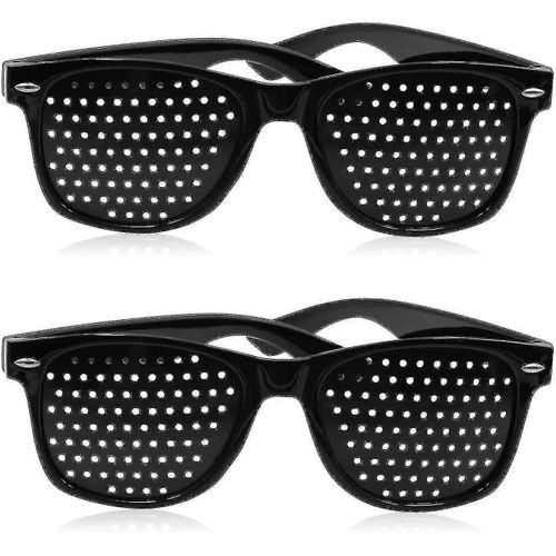 2 Pcs Lunettes Sténopé Pour Améliorer La Vision, Lunettes Sténopées Noires Unisexes Renforçant La Vue