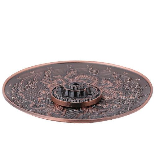 Bâton d'encens en alliage de zinc Titulaire d'encensoir à motif de dragon Plaque d'encensoir pour le temple de la maison (bronze rouge)