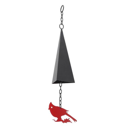 Cloche à vent Triangle de fer avec oiseau rouge North Country carillons éoliens intérieur extérieur Decor pour porte porche Patio jardin