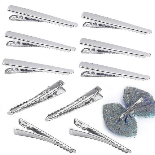 100pcs Crocodile Hair Clips Metal Alligator Hair Clips Silver Crocodile Hair