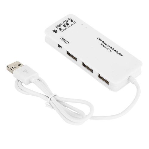 Hub USB 2.0 TO 3 ports USB 2.0 + Micro casque avec répartiteur de port d'adaptateur son 7.1CH Blanc