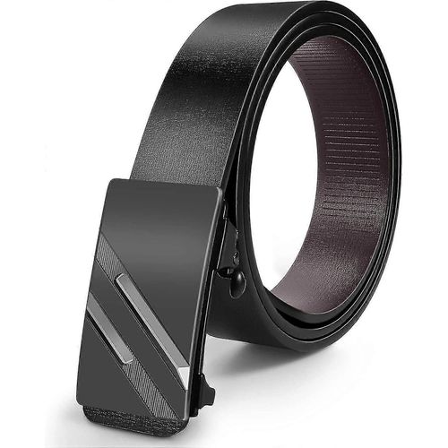 Ceinture Homme, Ceinture En Cuir Homme Noir Avec Boucle Automatique, Ceinture Homme Pour Costume D'affaires Travail-32mm De Large Ceinture Homme