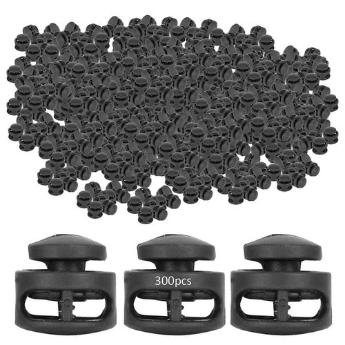 300pcs Double Trou Ressort Cordon Serrures Oblate Forme Ronde Nylon Vêtements Accessoires