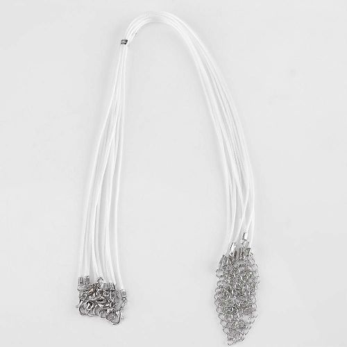 10pcs Réglable Collier Cire Corde Corde Cordon String Pour Bricolage Fabrication De Bijoux (Blanc)