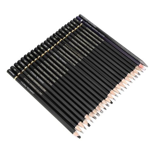 24 Pcs Crayon De Dessin Professionnel Fusain Sans Bois Peinture Papeterie Art Fournitures