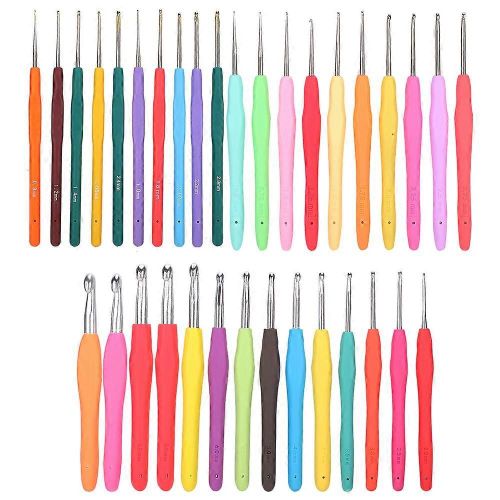 33 Pcs Crochet Crochet Set Aluminium Crochet Aiguille TPR Poignée Douce Pull Outils De Tricot