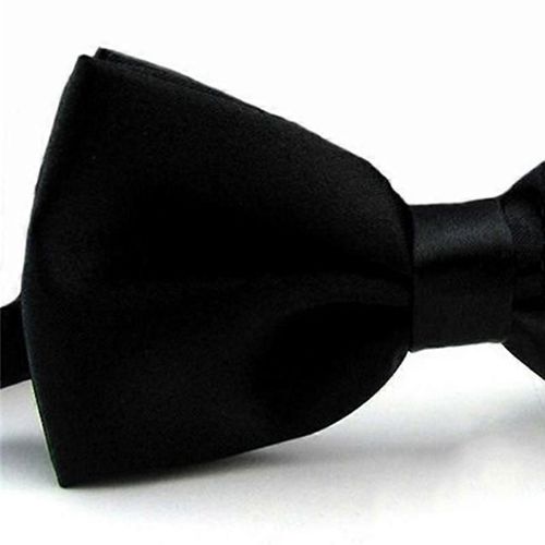 Hommes Noeuds Papillon Classique Pré Noué Formel Banded Satin Cravates Ajustables Pour Mariages D'affaires Bal Hôtel Serveur Noir