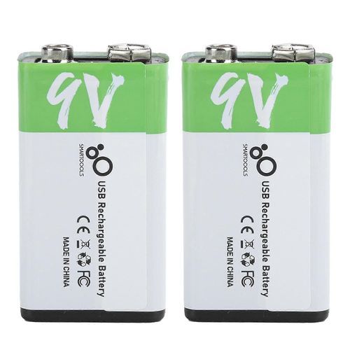 2 piles rechargeables 9V Interface USB 650mah avec indicateur LED de câble de données