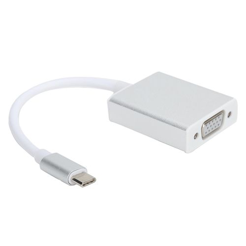 Adaptateur TypeC vers VGA Convertisseur Compact Mâle vers Femelle Argenté Compatible pour OS X