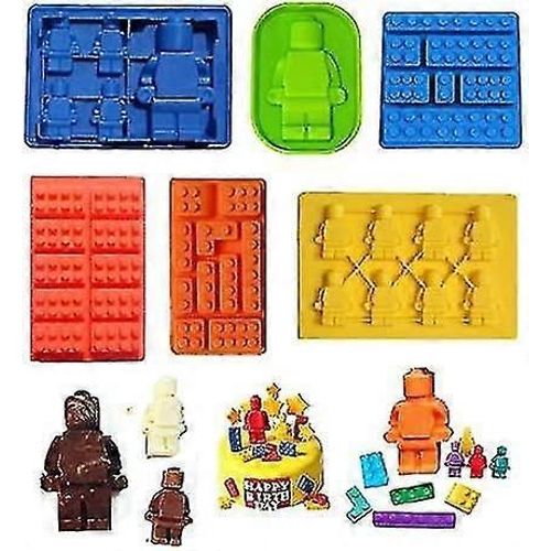 Bâtiment Brique Candy Robot Moule Moule Chocolat Moule Ensemble Moules En Silicone Bloc Moules Ice Cube Plateaux Pour La Fabrication De Fondant Au Chocolat Fondu Jelly Dome Mousse (6 P