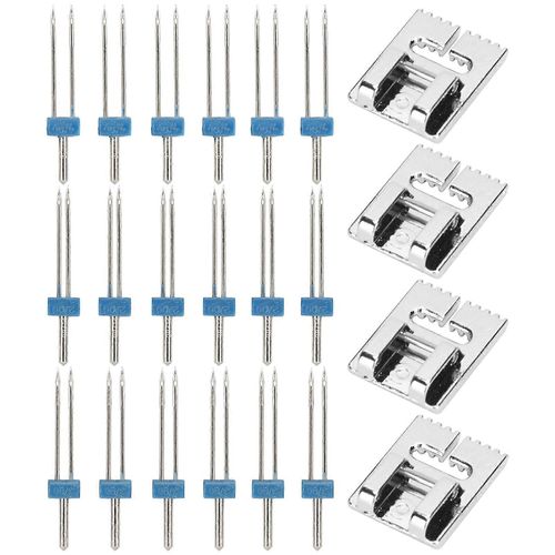 Accessoires De Machine À Coudre 18 Pcs Double Twin Aiguilles Broches + 4 Pcs Ensemble De Pied-De-Biche