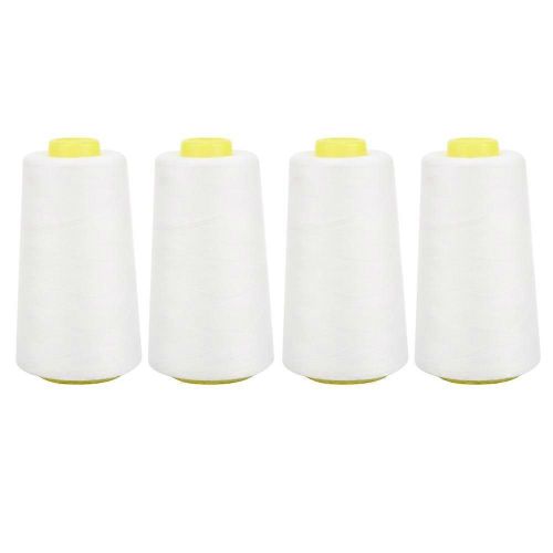4pcs Haute Qualité Polyester Fil À Coudre Machine À Coudre Accessoires Fil À L'aiguille 3000 Yards Pour Vêtements (Blanc)