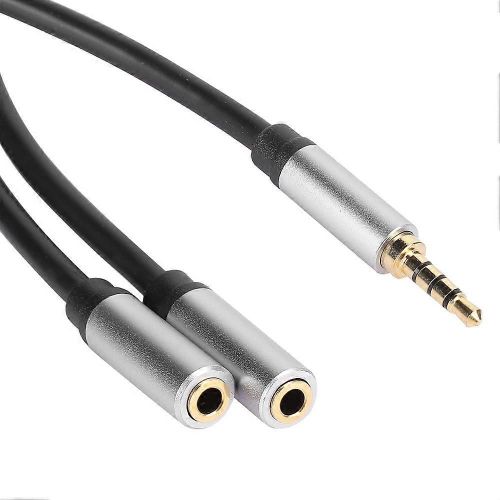 Câble audio 3,5 mm/0,1 pouces mâle vers 2 lignes de connexion femelles 1 split en 2 Fil de mode durable Ruban 0,3 m / 11,8 pouces