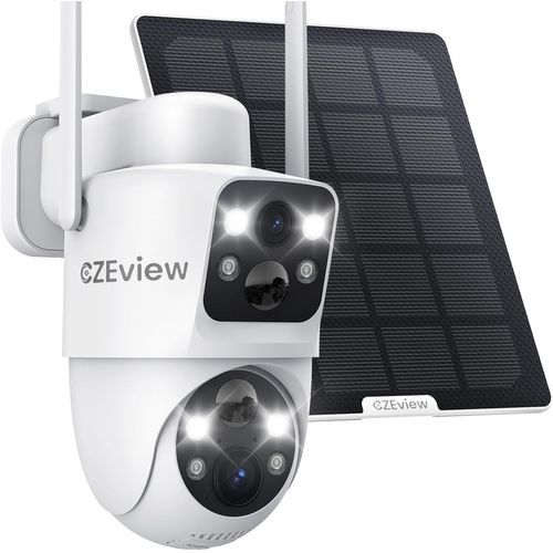 4Mp Caméra De Surveillance Extérieure Batterie, 360° Camera Solaire Exterieur Double Objectif, 2.4Ghz Wlan Caméra Sans Fil Avec Détecteur De Mouvement Pir, La Vision De Nuit En Cou[CAM6260726]