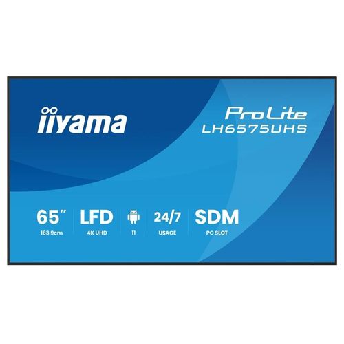iiyama ProLite LH6575UHS-B2AG - 65" écran LCD rétro-éclairé par LED - signalisation numérique - avec lecteur multimédia intégré, SDM Slot PC - 4K UHD...