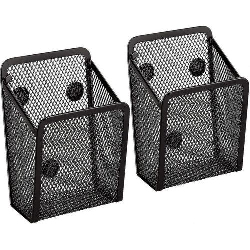 Support De Stylo Magnétique 2 Pièces - Paniers De Rangement En Maille Avec Aimants Puissants Pour Réfrigérateur Rangement Organisateur De Cuisine Organisateur De Bureau Accessoires De Casier - Noir