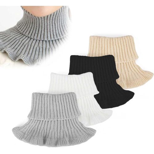 Stretch Cache Cou 4 Pièces,Écharpe Femme,Conception De Dentelle Incurvée,Technologie De Tricotage,Faux Col Écharpe,Convient Pour Chaleur,Décoration Des Vêtements