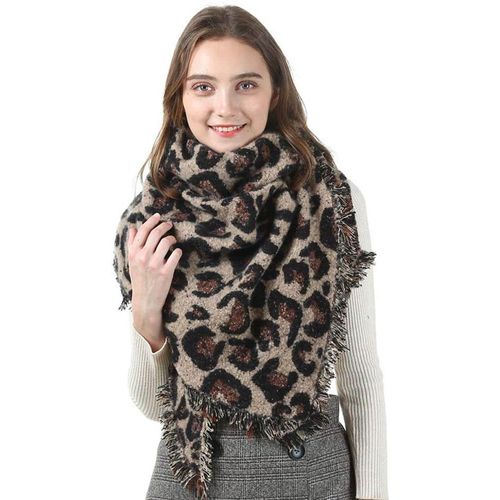 Foulard Pour Femme-Automne Hiver-Imitation Cachemire Léopard-Serviette Triangle-- Taille Unique