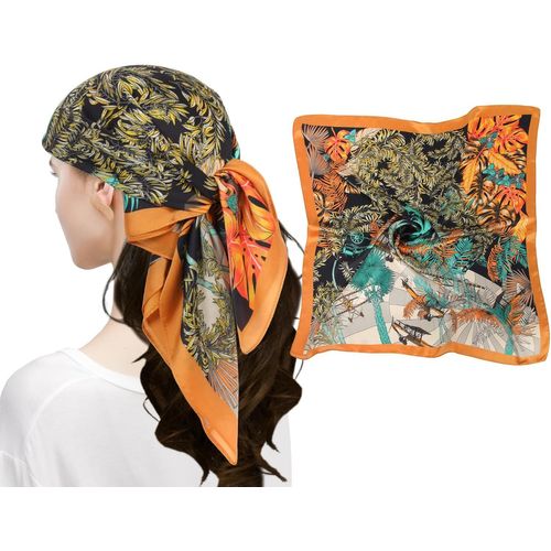 Femme Bandana Écharpe Square Carré 90 X 90 Cm Satin De Soie Multifonction Floral Impression Foulard.[G571]