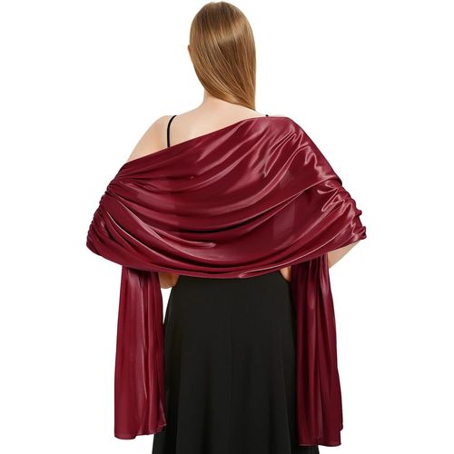 Femme Étole En Satin 200 * 70 Cm,Châles Écharpes Douces,Élégant Foulard Pashmina Grande Longues Pour Mariage Soirée Cérémonies Fêtes.[G940]