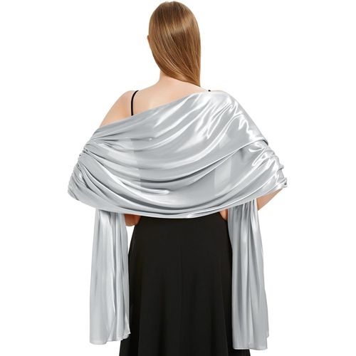 Femme Étole En Satin 200 * 70 Cm,Châles Écharpes Douces,Élégant Foulard Pashmina Grande Longues Pour Mariage Soirée Cérémonies Fêtes.[G937]