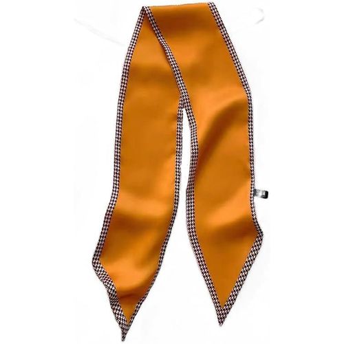 Écharpe En Satin De Soie 148 X 13,5 Cm Cravate Double Couche Pour Blazer,Manteau,Robe,39# Houndstooth Edge Orange,148cm X 13,5cm
