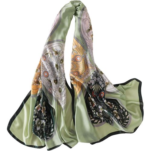 Écharpe En Soie Femmes Châle Silk Scarf Women Shawl Yellow Scarf Stain Neckerchief Head Wrap Thin Scarf Ladies Beach Shawl Vintage Bridal Chiffon Scarf Muslim Colorful Cloth Belt.[G1121]