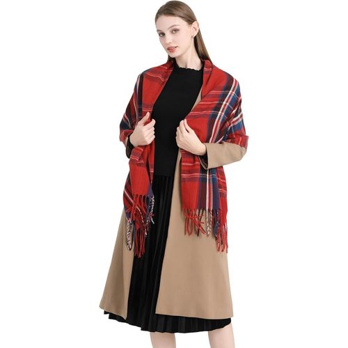 Châle Pashmina À Carreaux Pour Femmes-Écharpe Longue,Douce Et Chaude Avec Franges Pour Femmes.[G1308]
