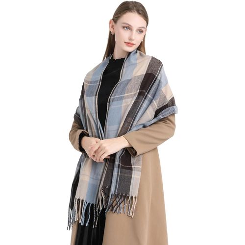 Châle Pashmina À Carreaux Pour Femmes-Écharpe Longue,Douce Et Chaude Avec Franges Pour Femmes.[G1310]